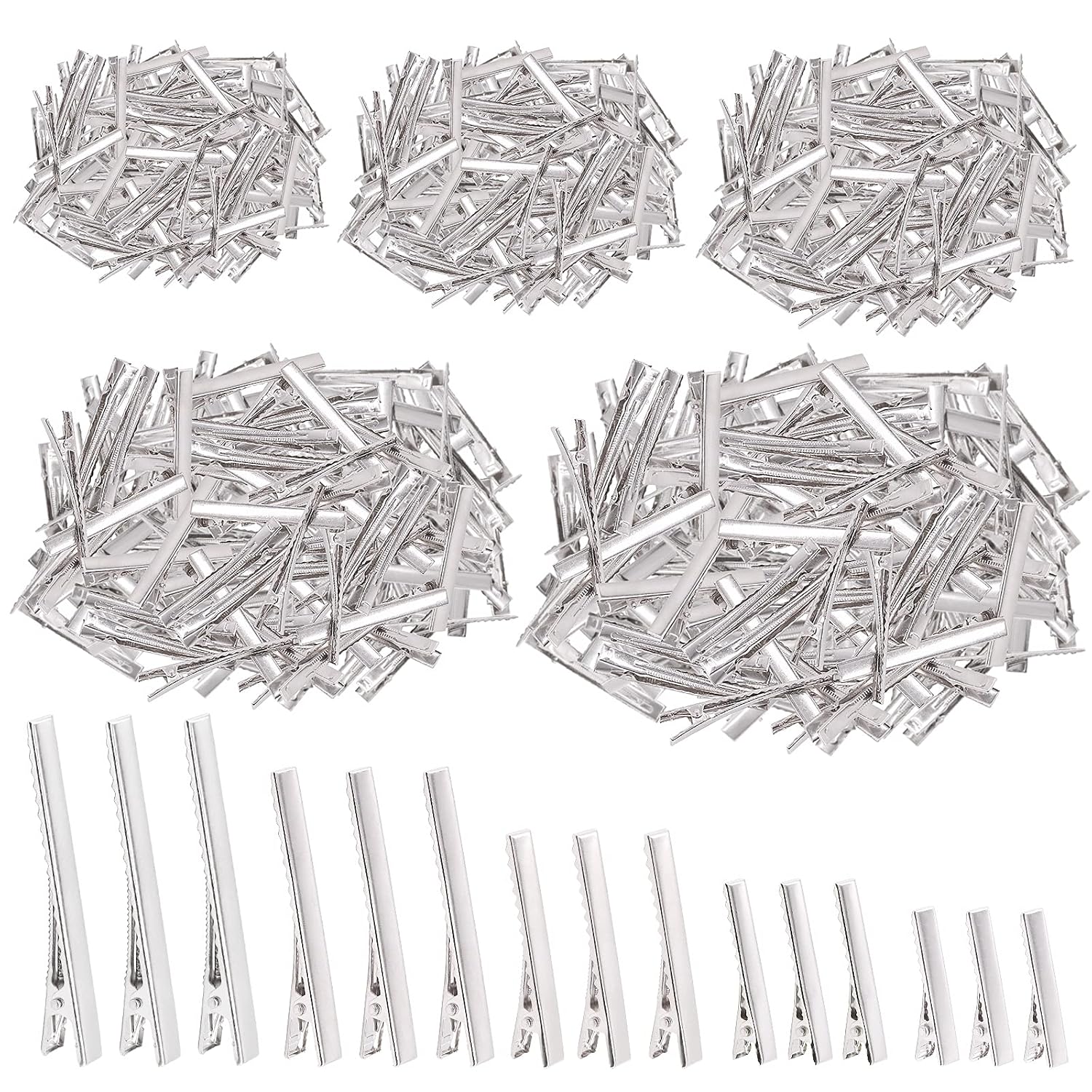 CLIPS PARA CABELLO TIPO COCODRILO SWPEET 270 PIEZAS 5 TAMAÑOS PLATEADO - 1