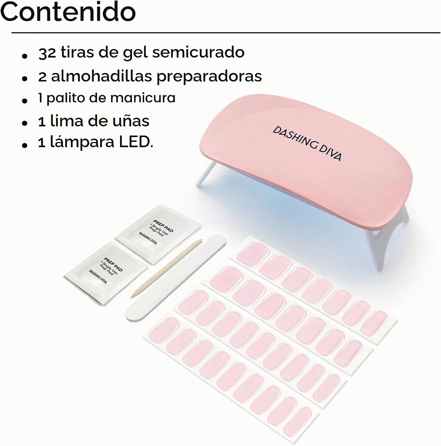 KIT DE MANICURA DASHING DIVA GLAZE NAIL STARTER CON LÁMPARA LED ROSA PÁLIDO - 3
