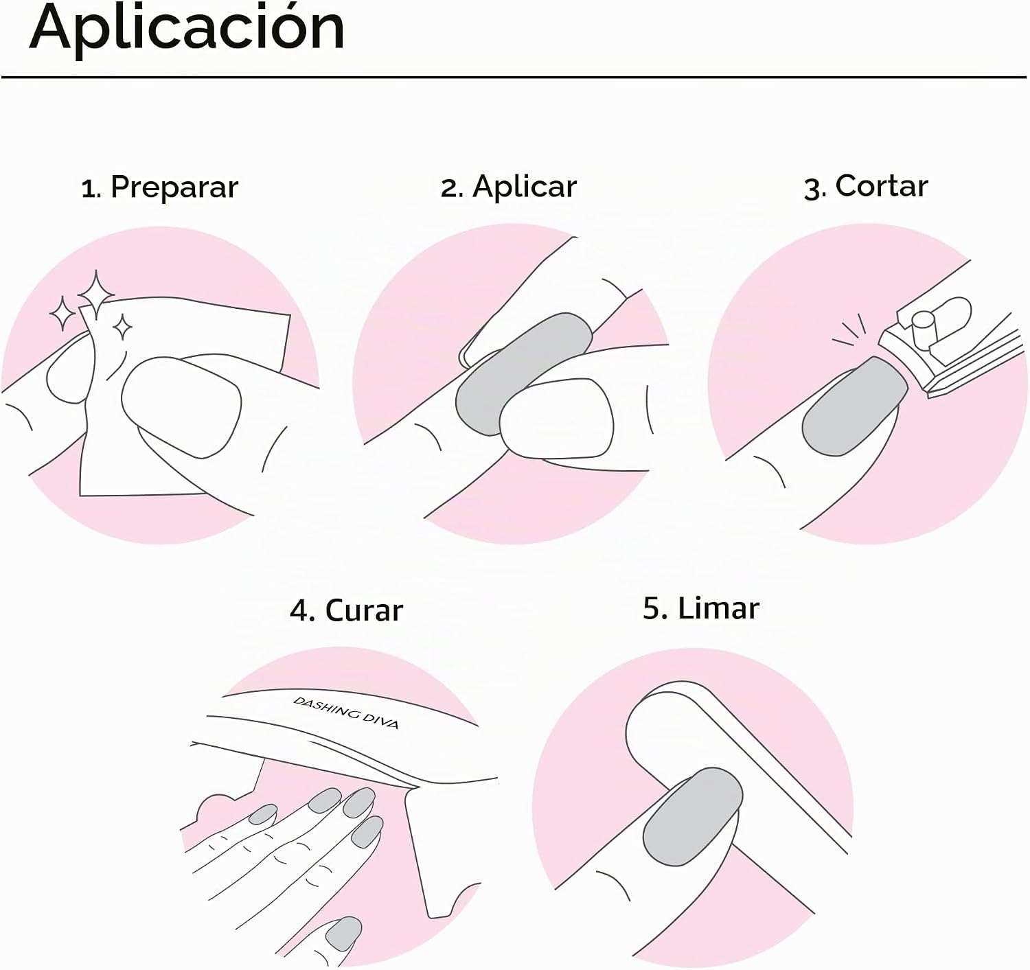 KIT DE MANICURA DASHING DIVA GLAZE NAIL STARTER CON LÁMPARA LED ROSA PÁLIDO - 4
