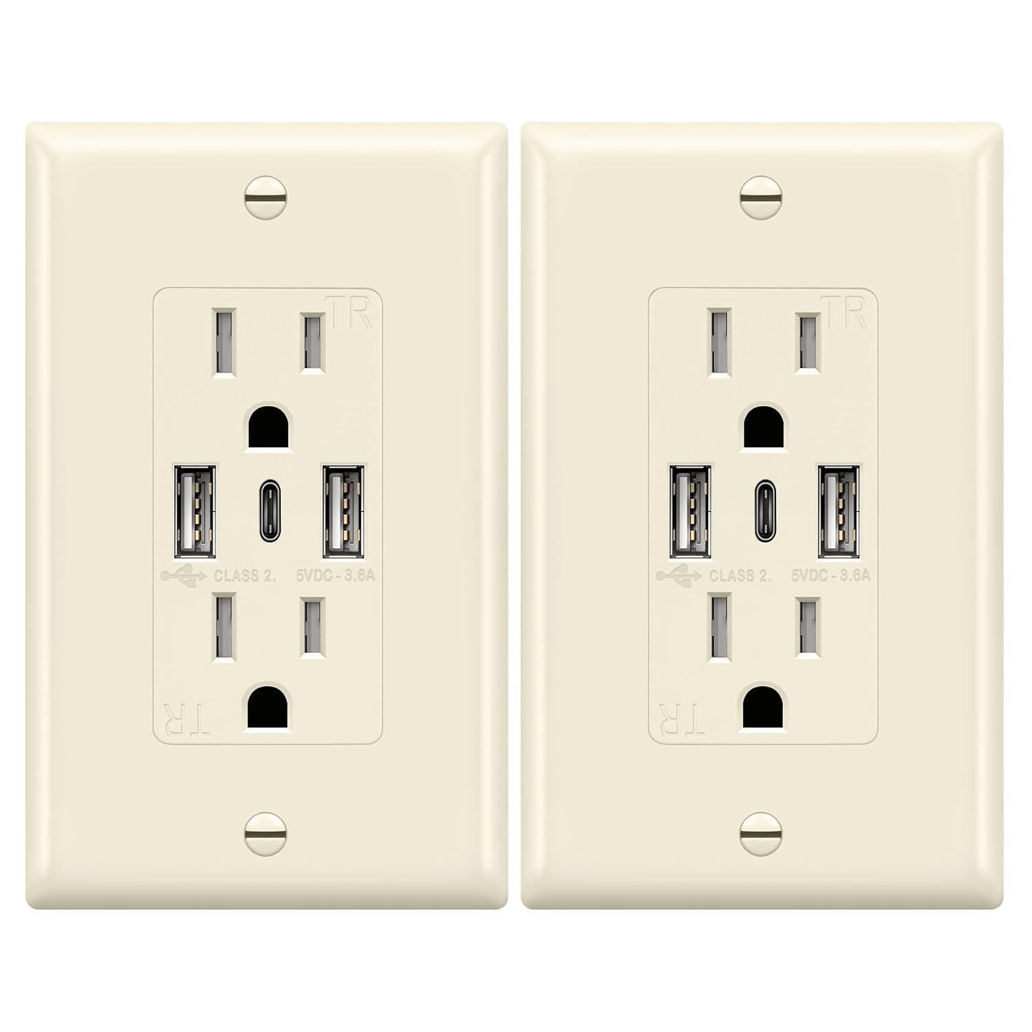 TOMACORRIENTE DE PARED TOPGREENER CON CARGA USB 4.2A DUAL TIPO A Y C - 1