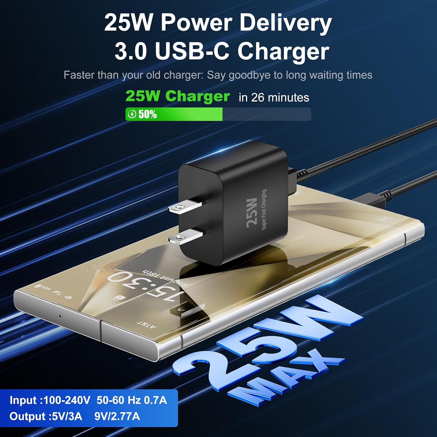 CARGADOR RÁPIDO USB-C 25W PASSZONE CON 2 CABLES DE 6 PIES PARA SAMSUNG GALAXY E IPHONE - 2