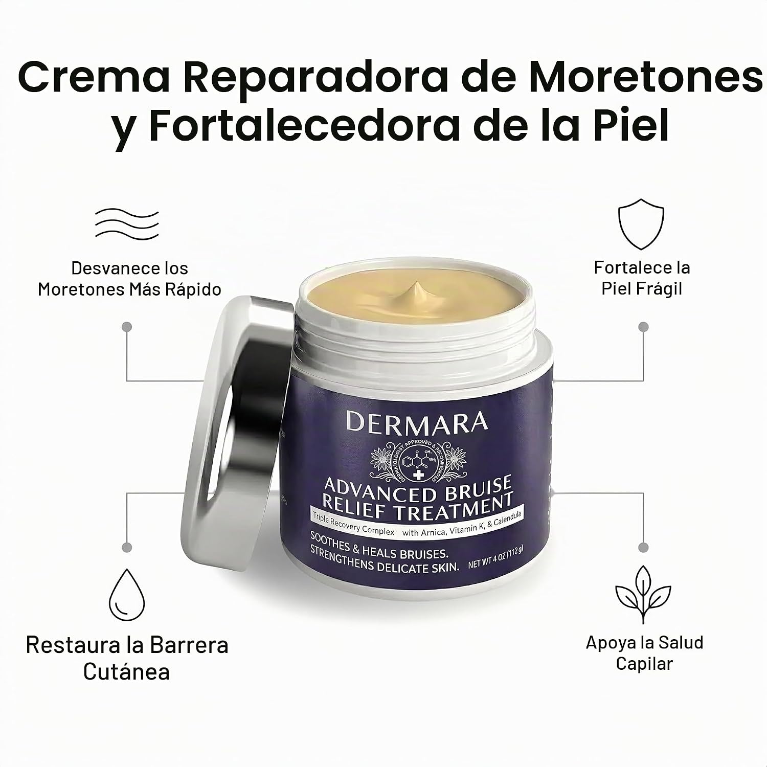 CREMA PARA MORETONES DERMARA CON ÁRNICA Y VITAMINA K, 4 OZ - 2