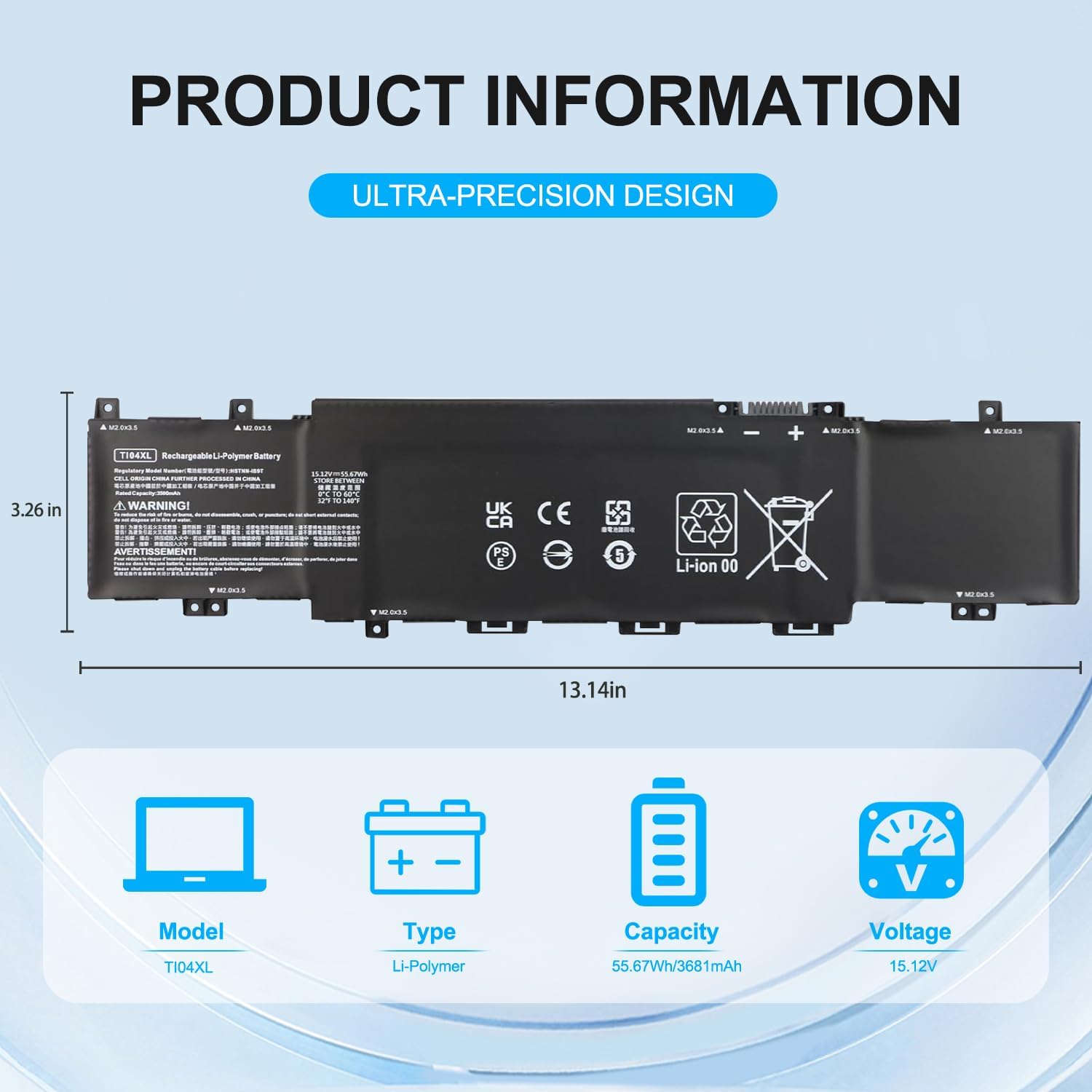 BATERÍA TI04XL 15.12V 55.67WH PARA HP ENVY 17 SERIES - 2