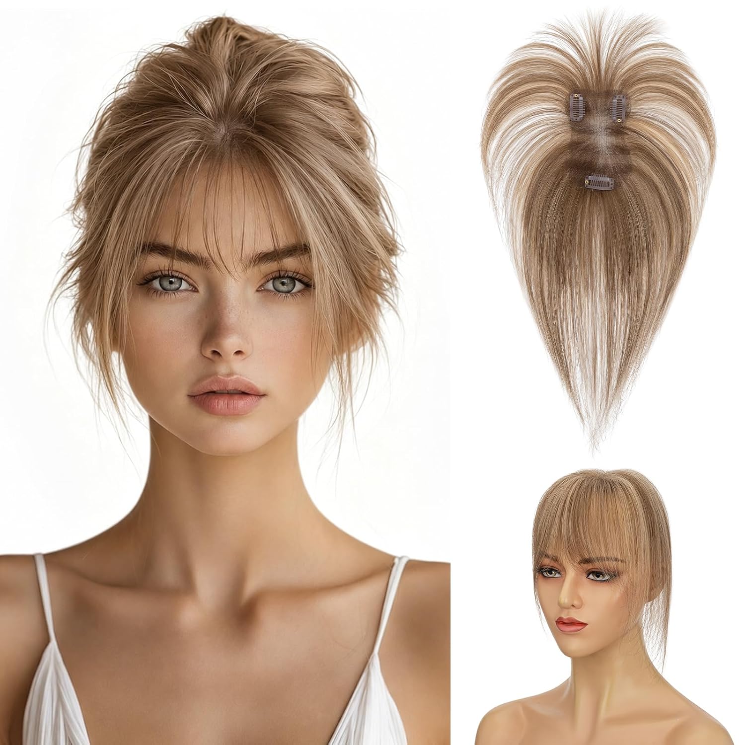 FLEQUILLO CLIP HAIRRO CABELLO HUMANO REMY 11 PULGADAS CASTAÑO MEDIO CON RUBIO OSCURO - 1