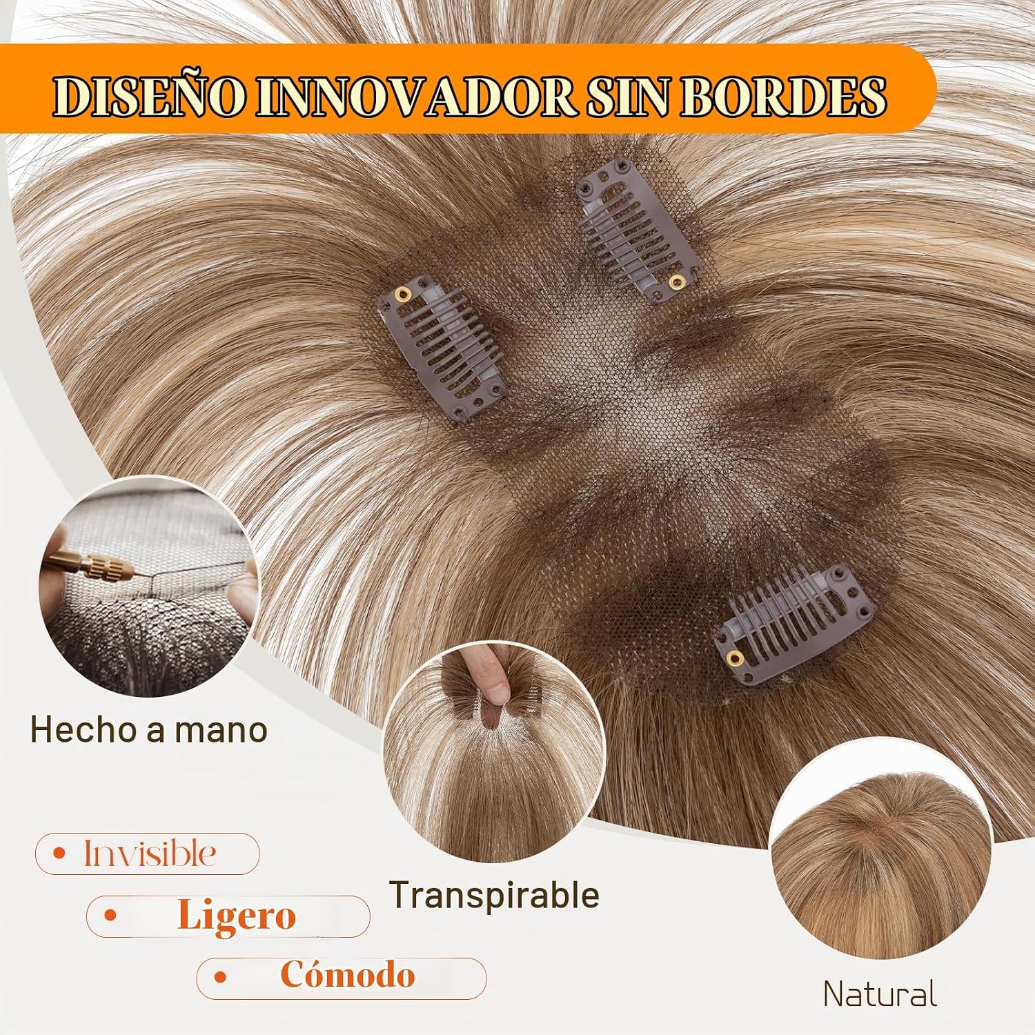 FLEQUILLO CLIP HAIRRO CABELLO HUMANO REMY 11 PULGADAS CASTAÑO MEDIO CON RUBIO OSCURO - 5