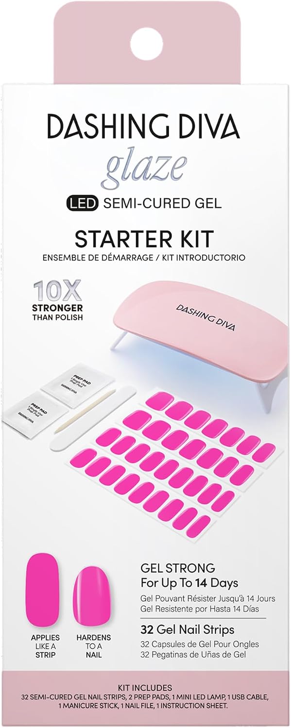 KIT DE MANICURA DASHING DIVA GLAZE MAGENTA MADNESS CON LÁMPARA LED - 1