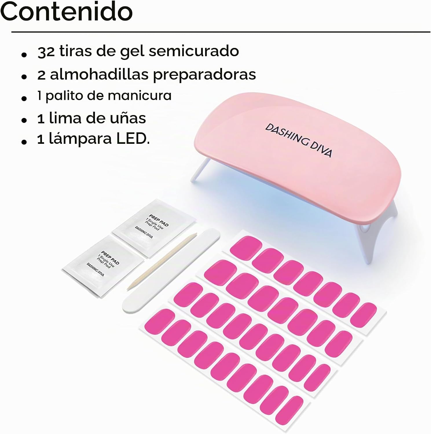 KIT DE MANICURA DASHING DIVA GLAZE MAGENTA MADNESS CON LÁMPARA LED - 2
