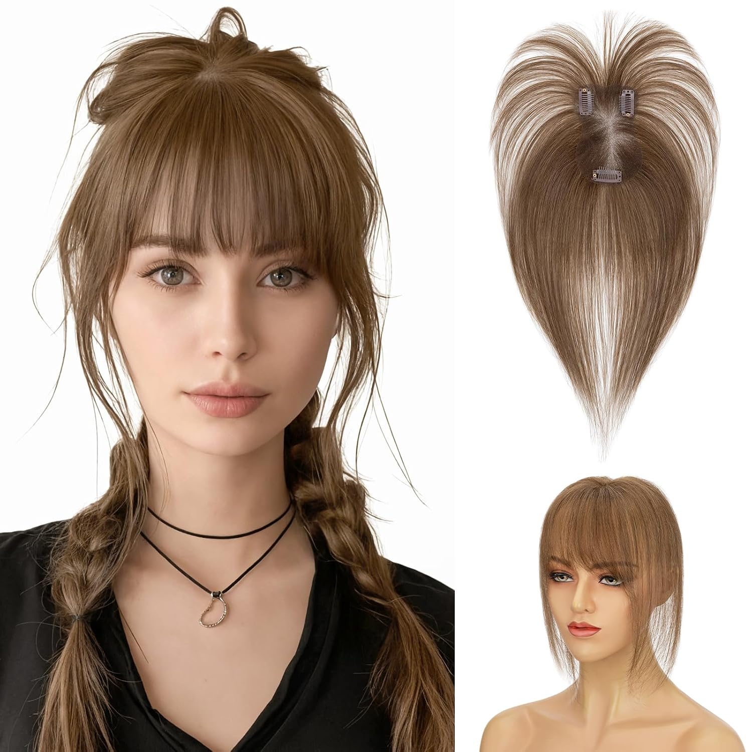 FLEQUILLO CLIP IN HAIRRO CABELLO HUMANO REMY 3D MARRÓN MEDIO 11 PULGADAS 14G - 1