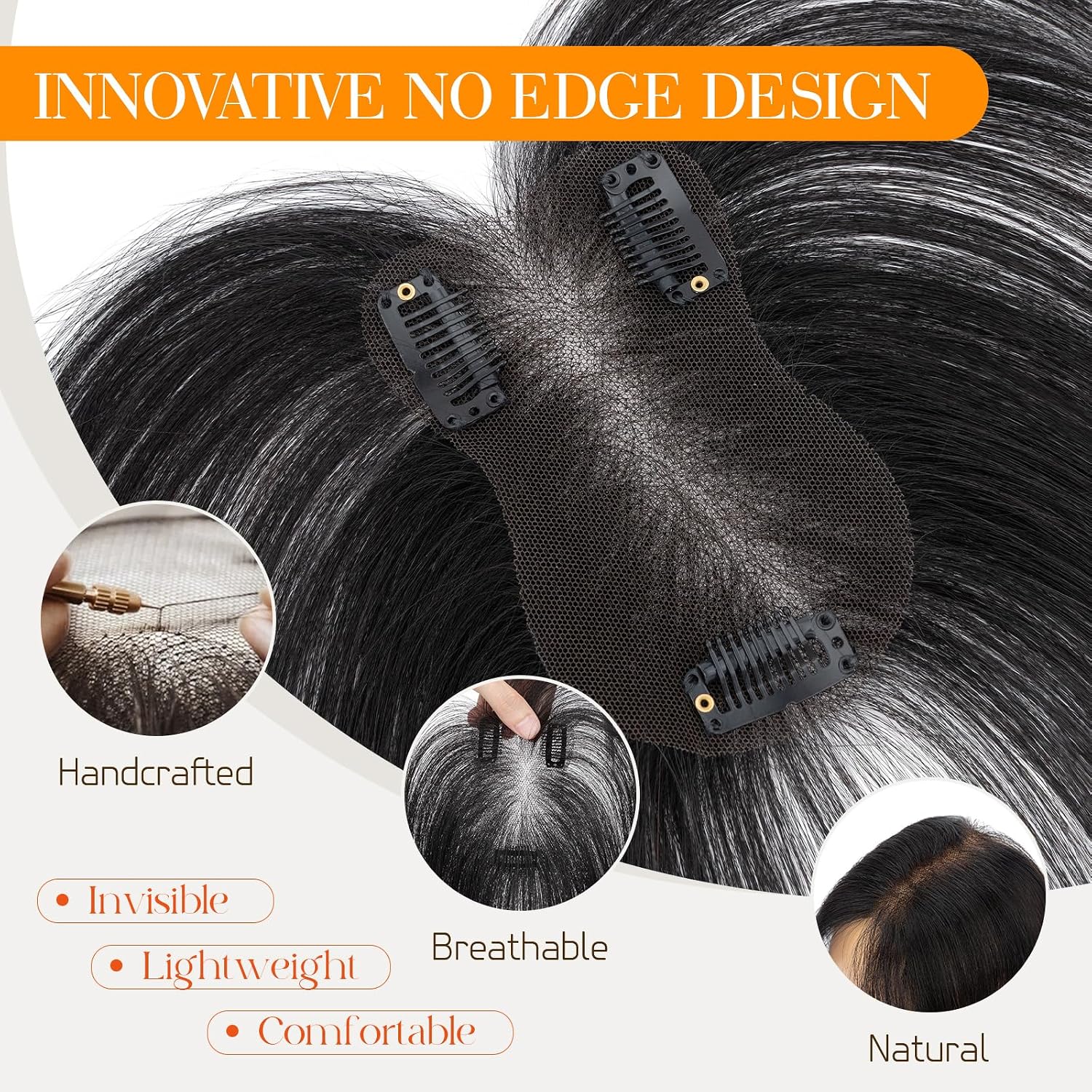 FLEQUILLO CLIP-ON HAIRRO CABELLO HUMANO 14 PULGADAS NEGRO NATURAL - 5