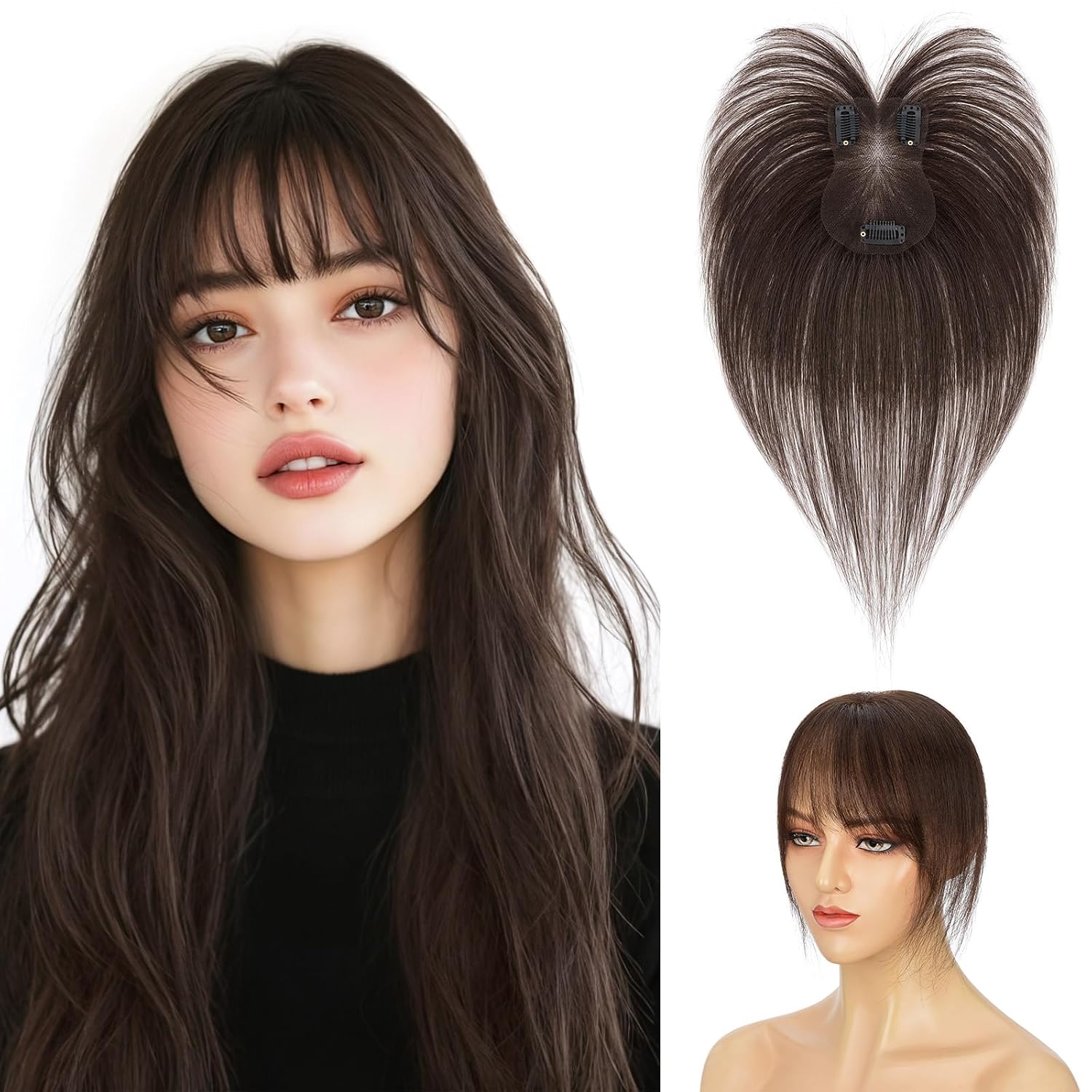 FLEQUILLO CLIP IN HAIRRO CABELLO HUMANO 14' CASTAÑO OSCURO #02 - 1