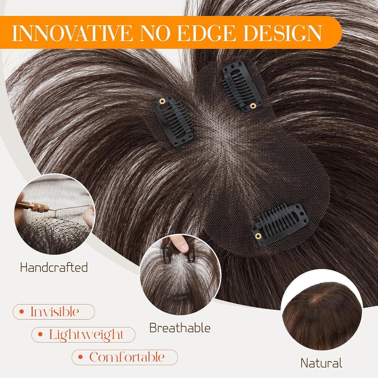 FLEQUILLO CLIP IN HAIRRO CABELLO HUMANO 14' CASTAÑO OSCURO #02 - 5