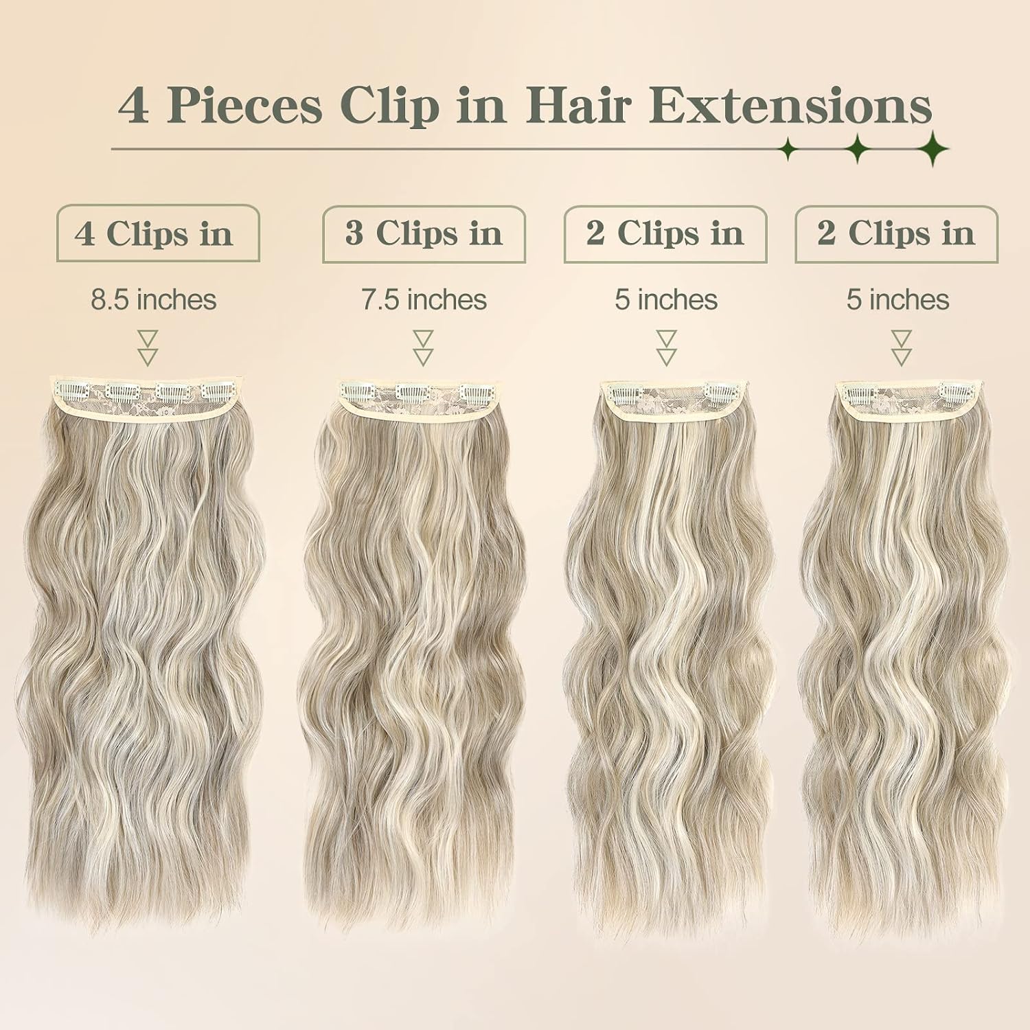 EXTENSIONES DE CABELLO CLIP IN VERNA 20 PULGADAS RUBIO CLARO 4 PIEZAS - 2