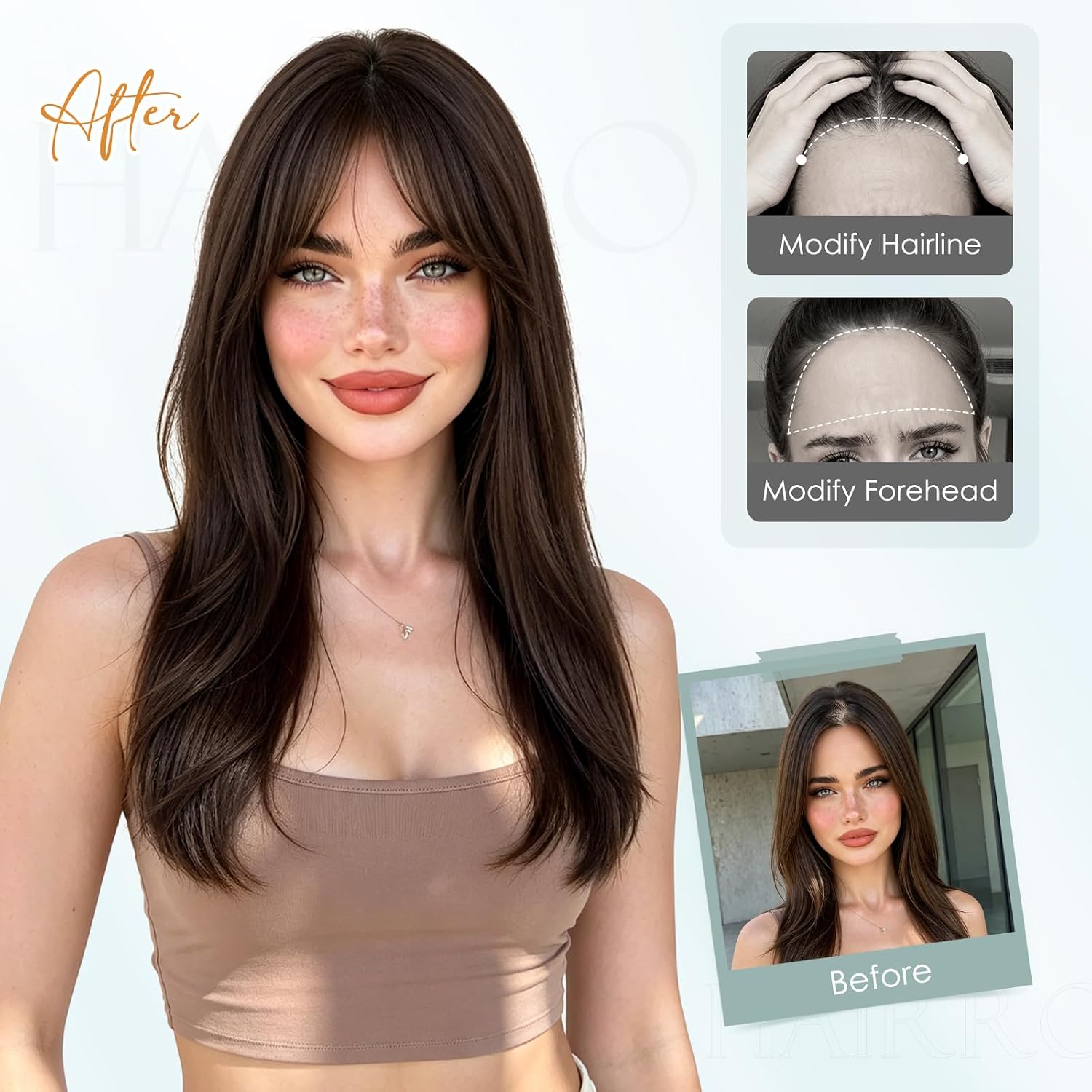 FLEQUILLO POSTIZO HAIRRO CABELLO HUMANO REAL MARRÓN MEDIO 10 PULGADAS CON CLIPS - 2