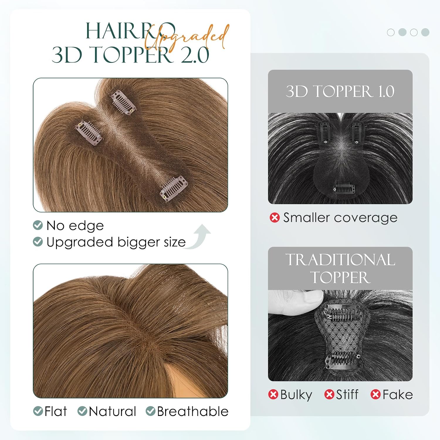 FLEQUILLO POSTIZO HAIRRO CABELLO HUMANO REAL MARRÓN MEDIO 10 PULGADAS CON CLIPS - 3
