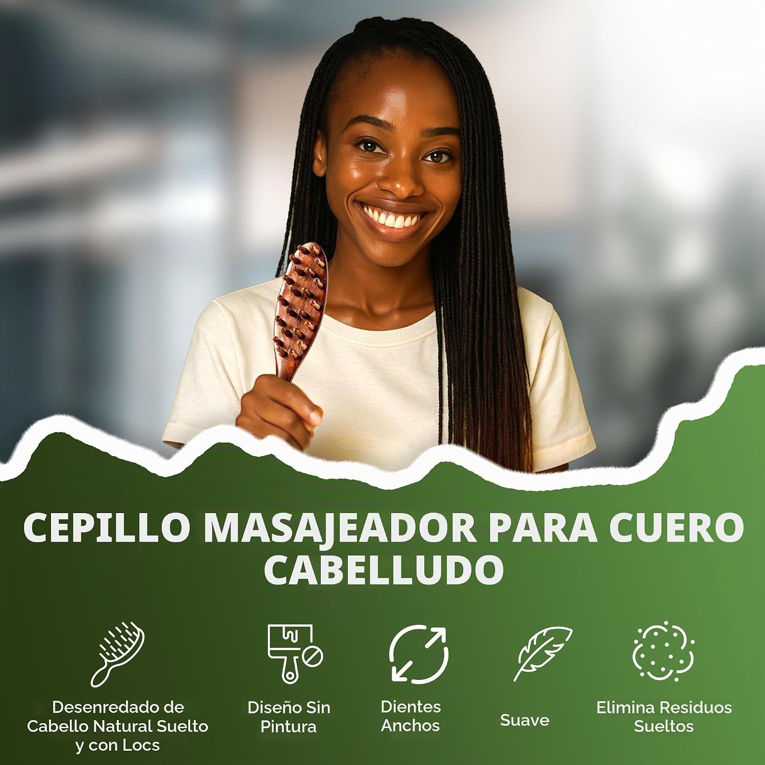 CEPILLO PARA DREADLOCKS LOCSANITY SÁNDALO NATURAL CON CERDAS ANCHAS - 4