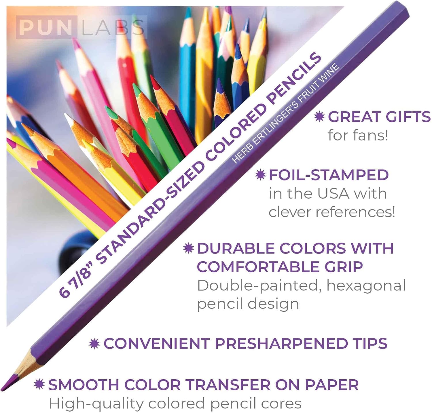 LÁPICES DE COLOR PUN LABS WHIMSY CREEK SET 12 PIEZAS CON ESTAMPADO FOIL - 3