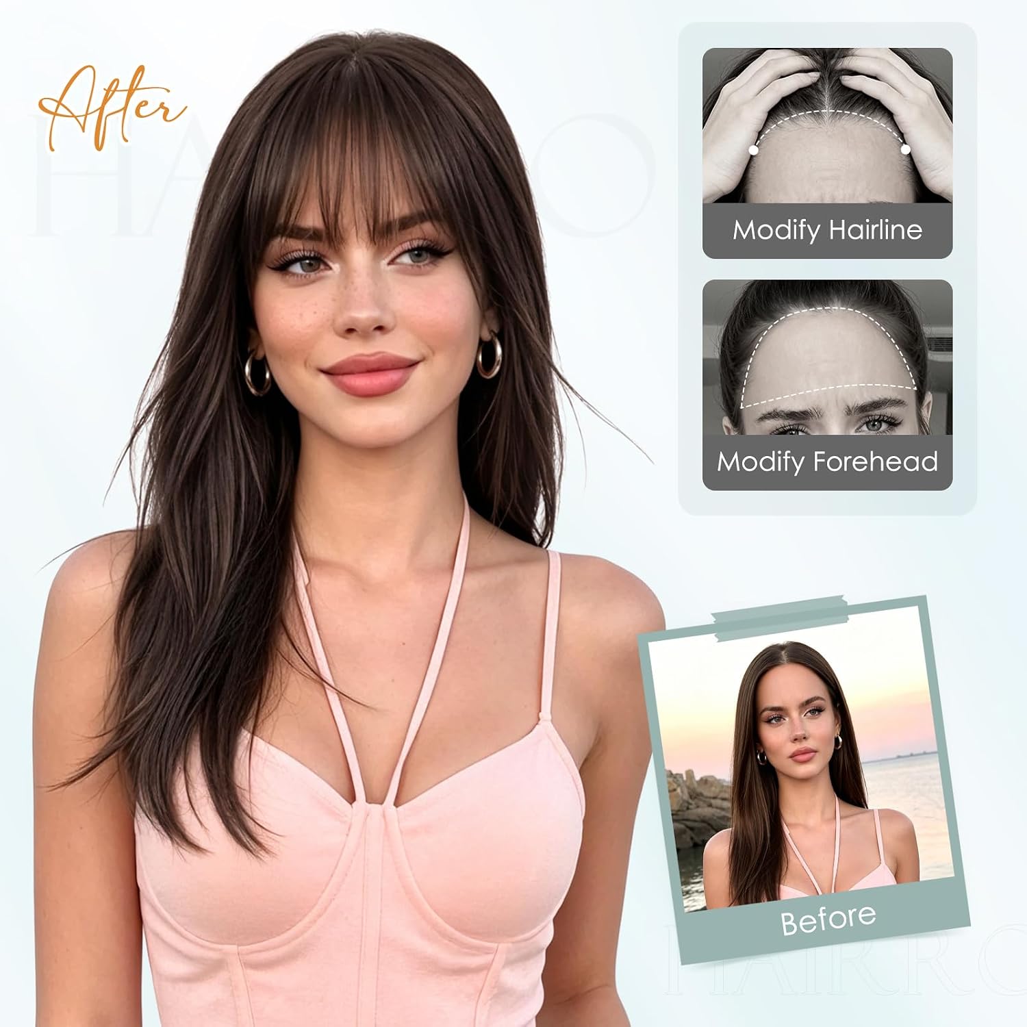 FLEQUILLO POSTIZO HAIRRO CABELLO HUMANO CON BASE DE SEDA COLOR CASTAÑO MEDIO CON RUBIO OSCURO 10 PULGADAS - 2