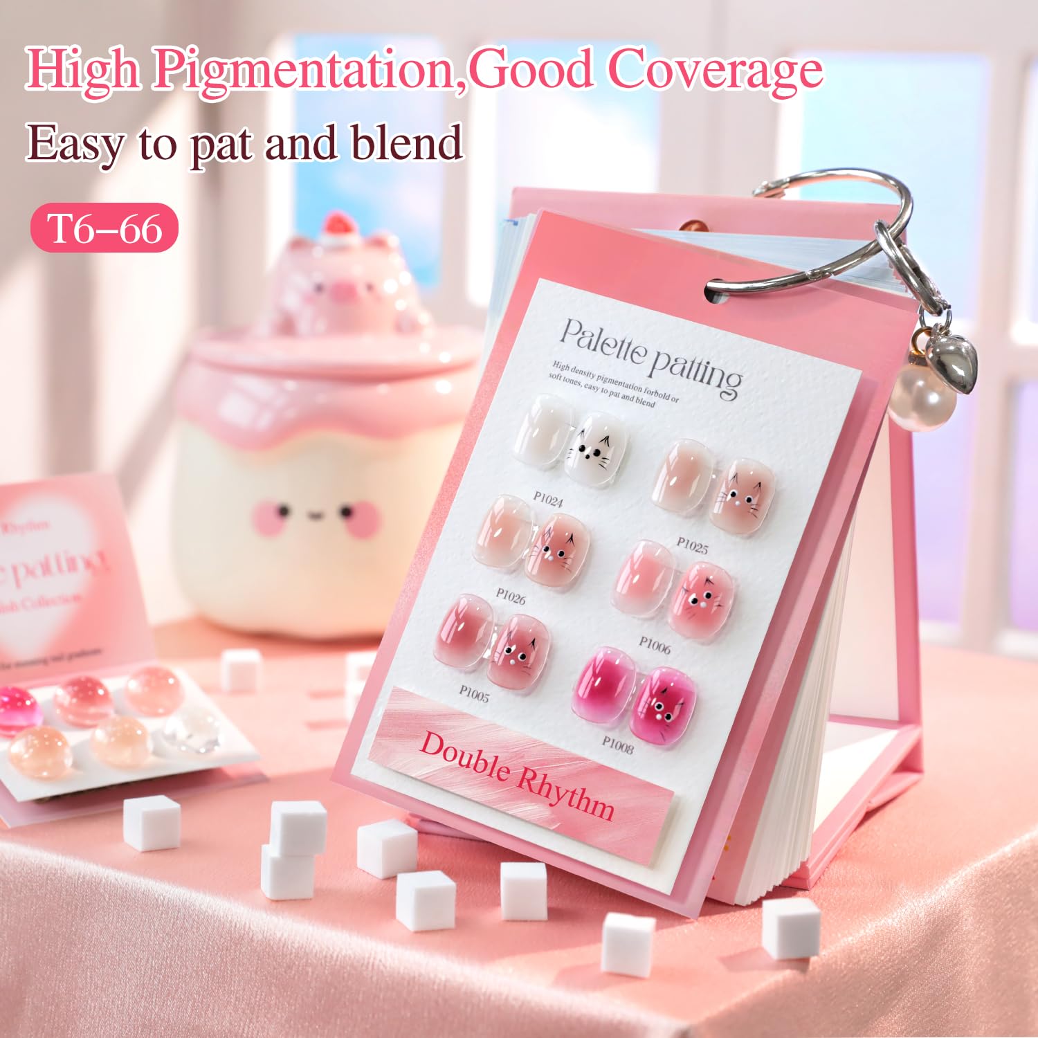SET DE ESMALTES GEL DOUBLE RHYTHM PARA NAIL ART 6 COLORES NUDE ROSA CON ESPONJAS Y HERRAMIENTAS - 5