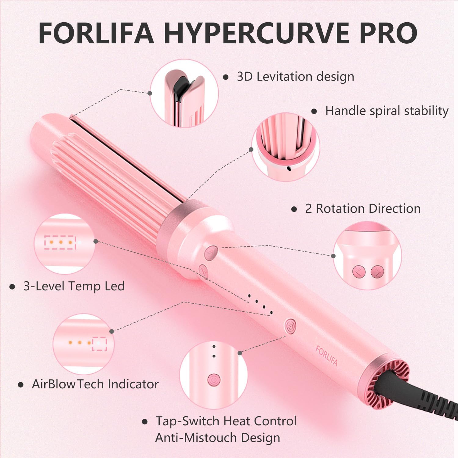 RIZADOR AUTOMÁTICO FORLIFA 3 EN 1 DE 1 PULGADA CON FLUJO DE AIRE FRÍO - 5