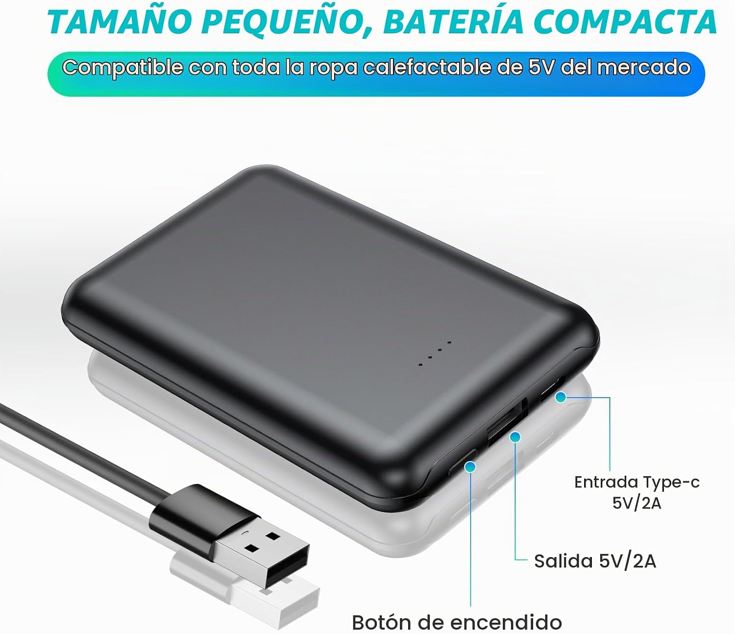BATERÍA EXTERNA WHSAHANS 10000MAH 5V 2A PARA PRENDAS TÉRMICAS - 5