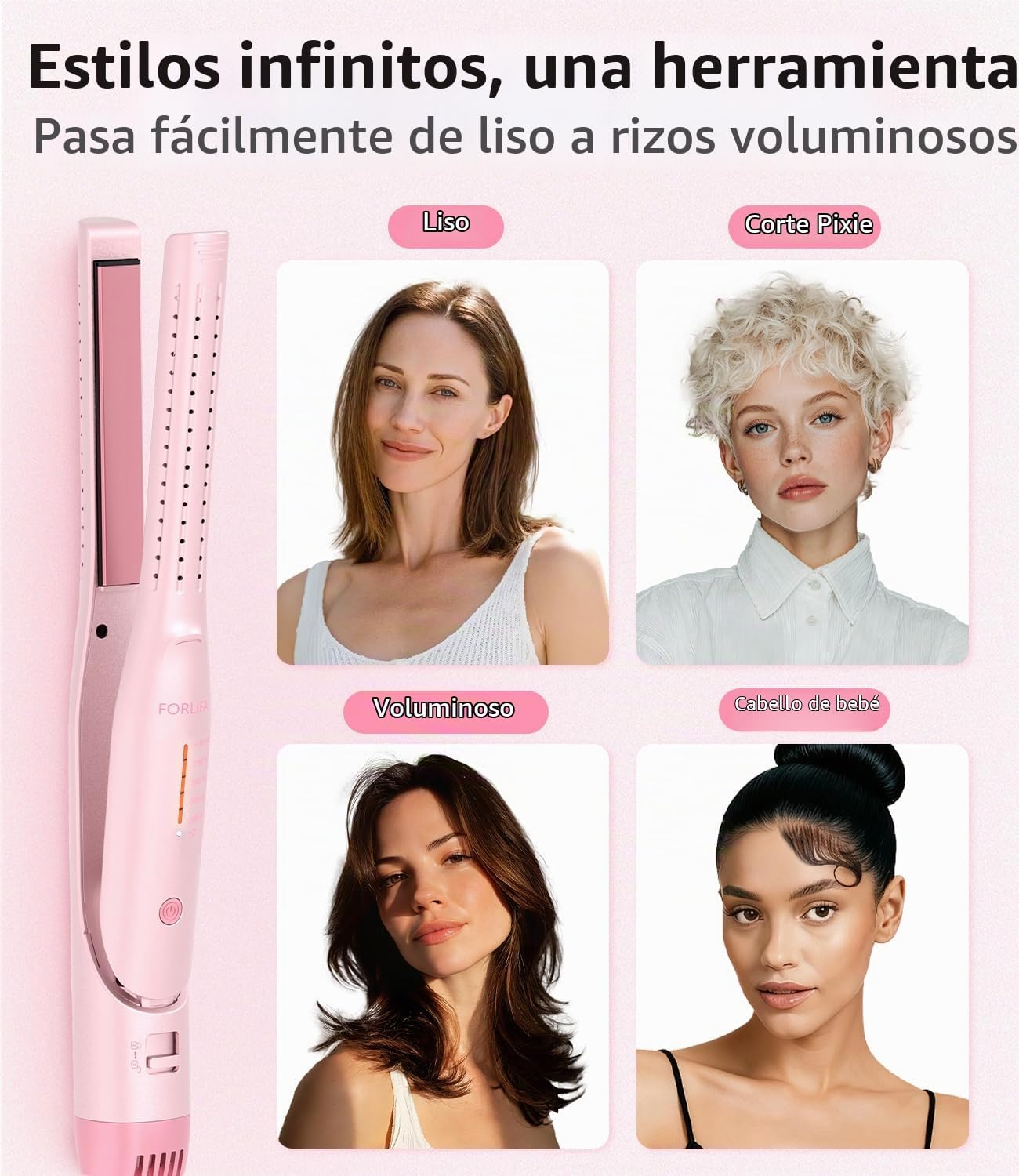 RIZADOR DE CABELLO FORLIFA 2 EN 1 PARA CABELLO CORTO, PLANCHAS FLOTANTES 0.6 PULGADAS - 2