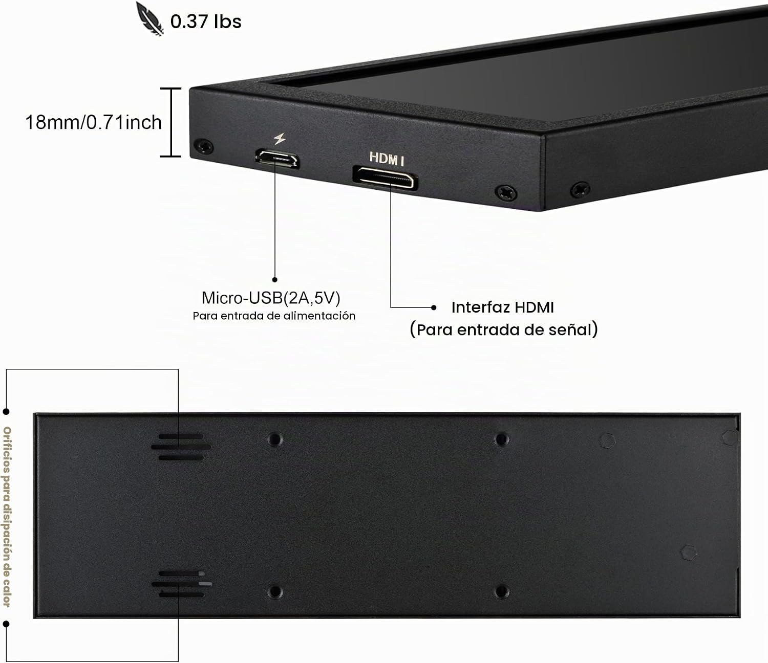 MONITOR SECUNDARIO WISECOCO 8.8 PULGADAS FHD IPS 1920X480 PARA TEMPERATURA CPU GPU - 5