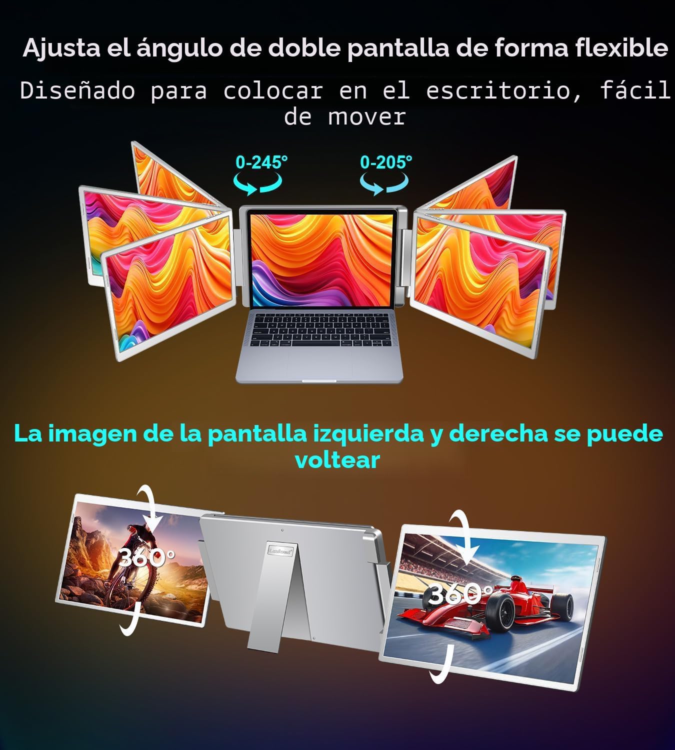 MONITOR PORTÁTIL LADOMI 16' FHD EXTENSOR DE PANTALLA DUAL ROTABLE - 5