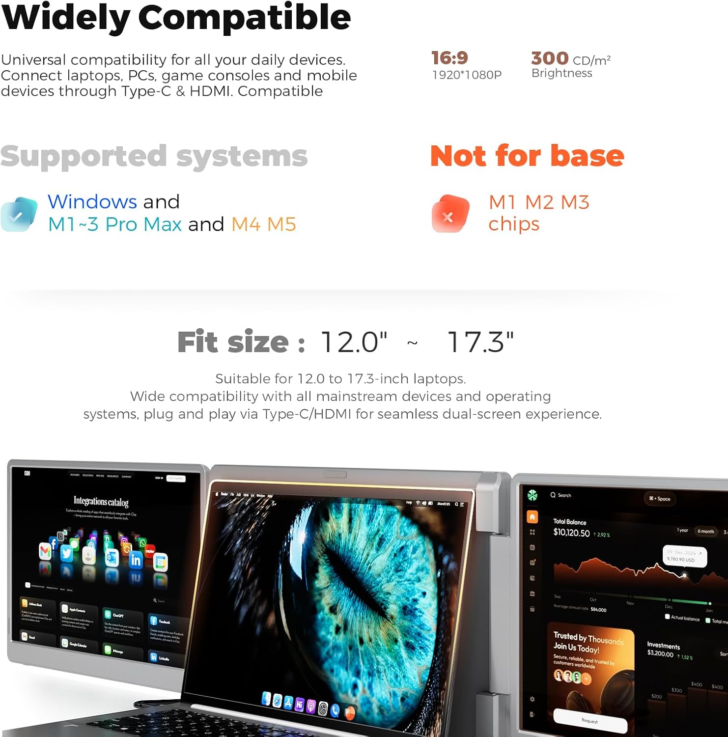 MONITOR PORTÁTIL LADOMI 15.6' FHD PARA LAPTOP, EXTENSIÓN DE PANTALLA TRIPLE CON ROTACIÓN 360° - 5