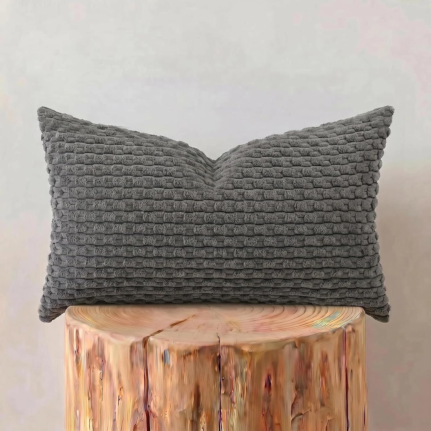 FUNDA DE COJÍN FANCY HOMI 2 PIEZAS GRIS OSCURO RECTANGULAR 35X60 CM - 2