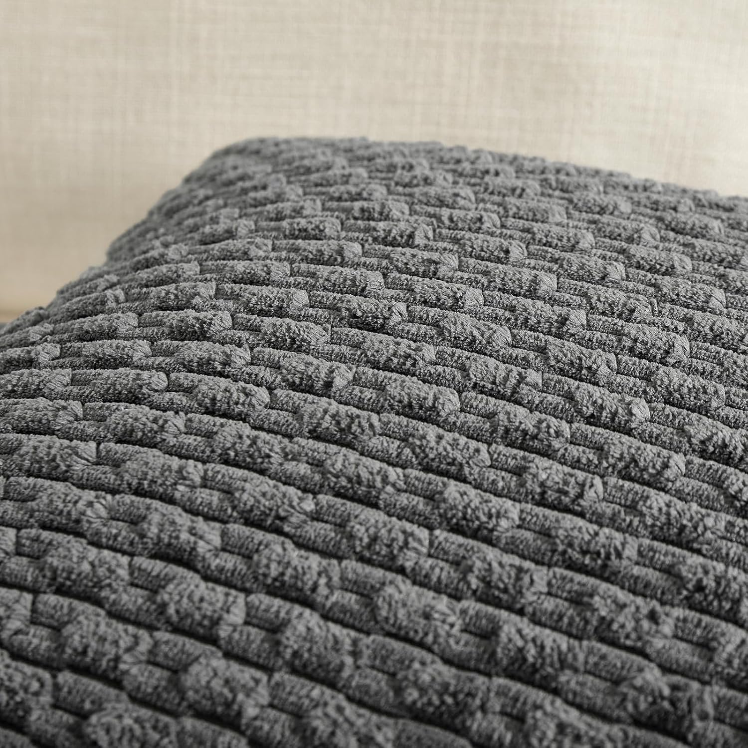 FUNDA DE COJÍN FANCY HOMI 2 PIEZAS GRIS OSCURO RECTANGULAR 35X60 CM - 4