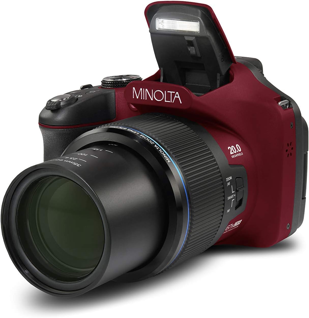 CÁMARA DIGITAL MINOLTA PRO SHOT 20 MEGAPÍXELES CON ZOOM ÓPTICO 67X FULL HD ROJA REACONDICIONADA - 2