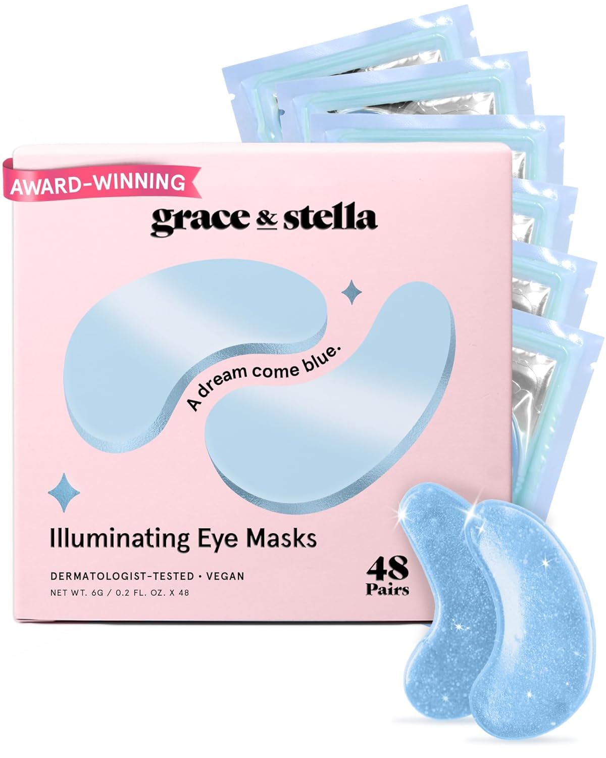 MASCARILLA PARA CONTORNO DE OJOS GRACE Y STELLA AZUL 48 PARES - 1