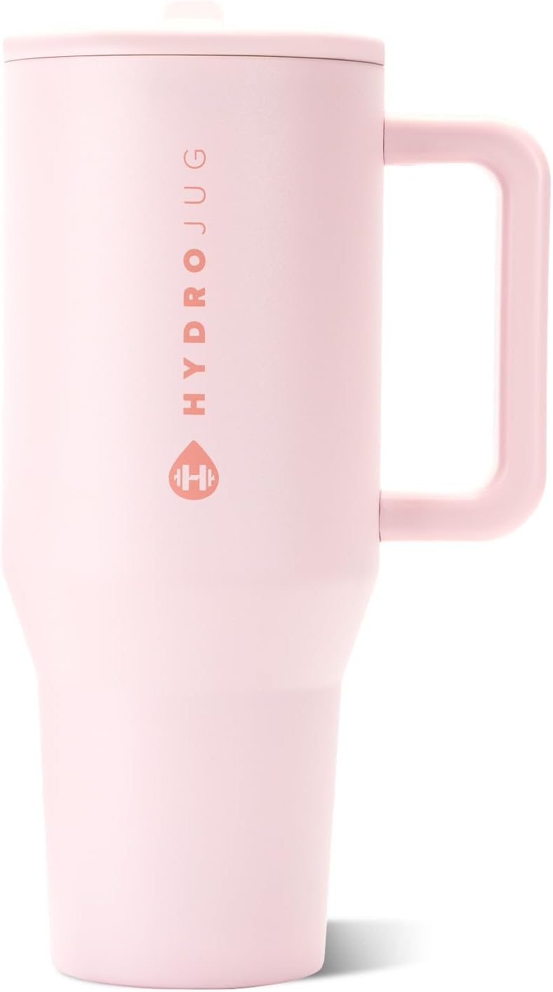 VASO TUMBLER HYDROJUG TRAVELER 40OZ CON ASA Y POPOTE ROSA ARENA - 1