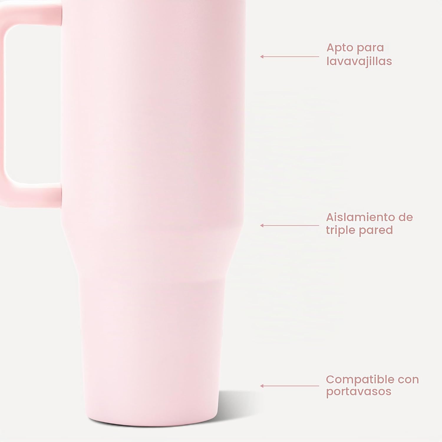 VASO TUMBLER HYDROJUG TRAVELER 40OZ CON ASA Y POPOTE ROSA ARENA - 3