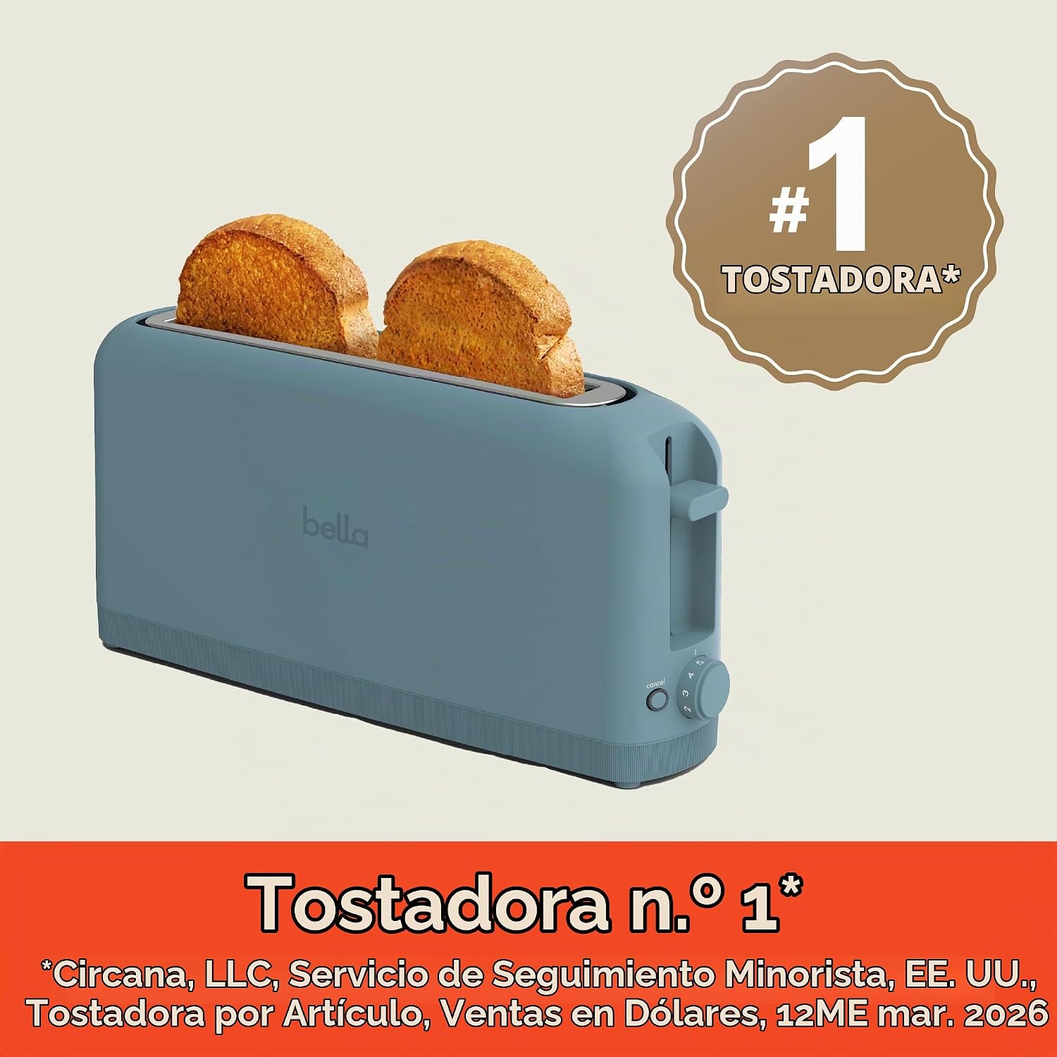 TOSTADORA BELLA 2 REBANADAS RANURA LARGA COLOR SURF - 3