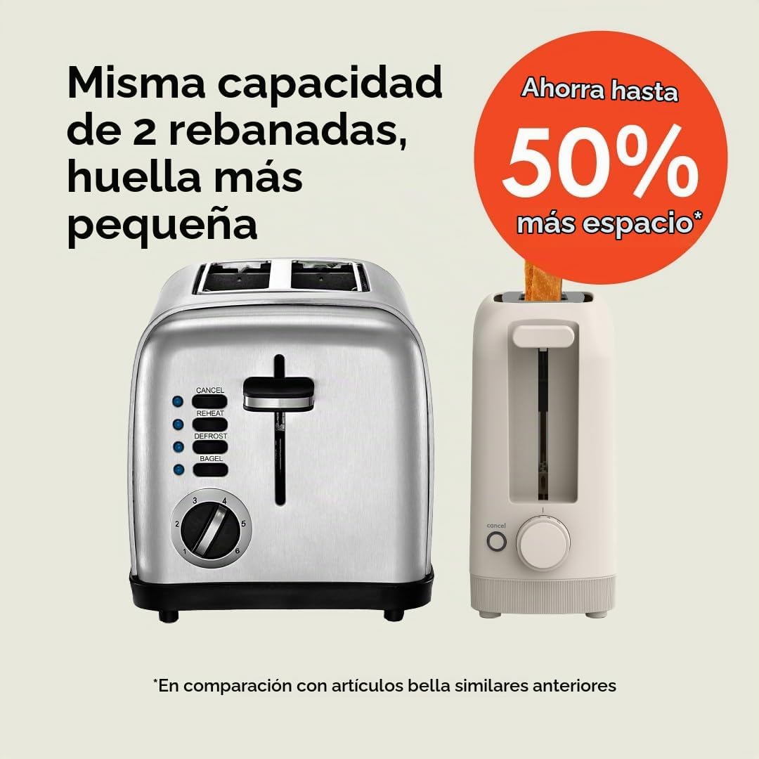 TOSTADORA BELLA FITS-ANYWHERE 2 REBANADAS RANURA LARGA OATMILK - 2