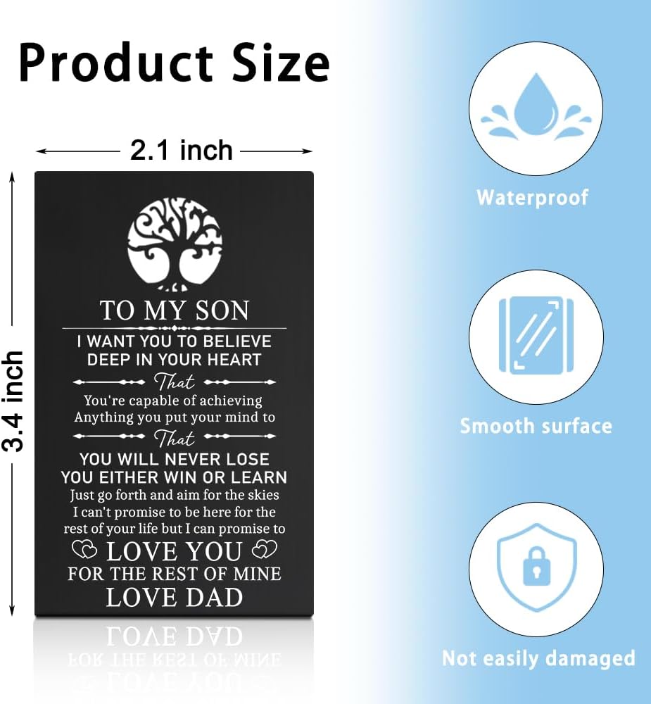 TARJETA DE ACERO INOXIDABLE PARA BILLETERA CON GRABADO LÁSER PARA HIJO - 2