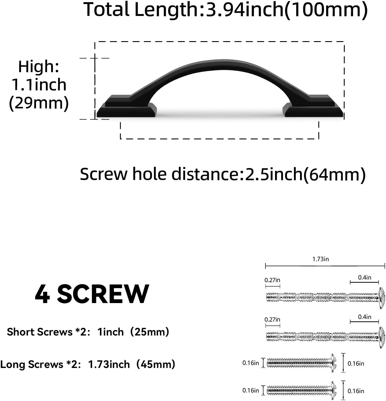 MANIJA PARA MUEBLE Y CLOSET 30 PIEZAS 64MM NEGRO MATE ALEACIÓN DE ZINC - 3