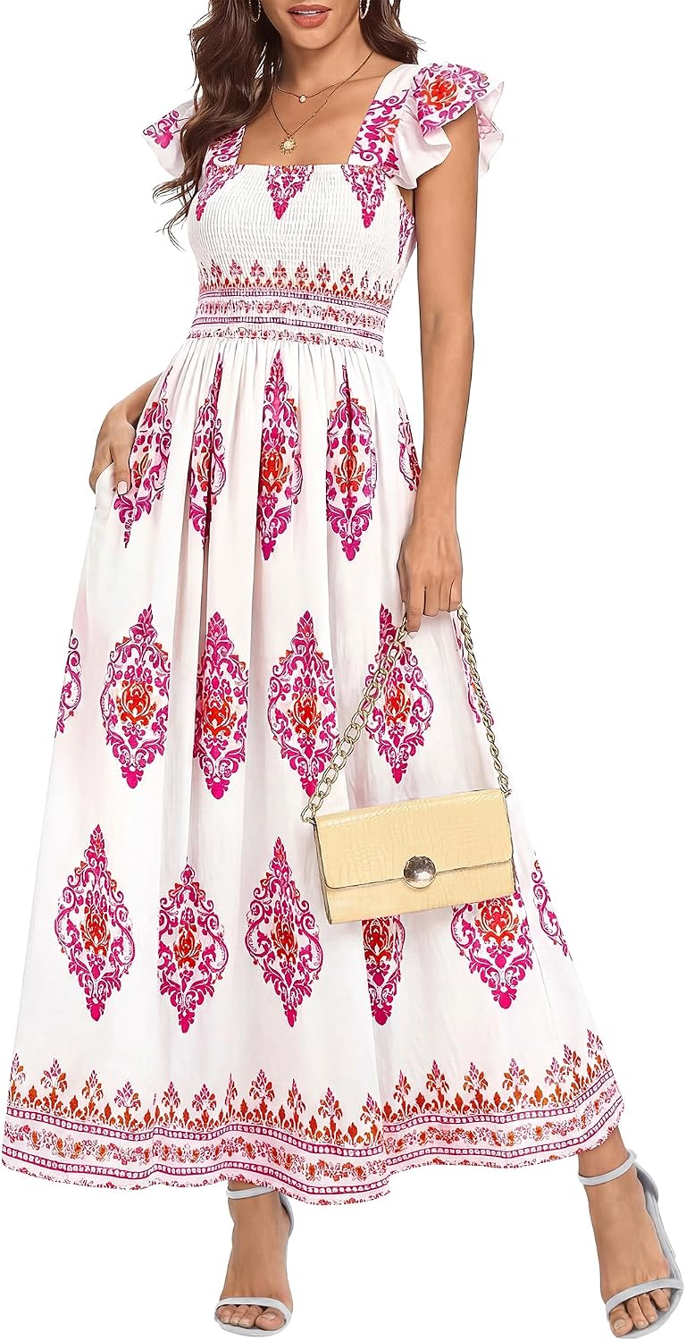 VESTIDO MAXI BOHO FLORAL BTFBM CUELLO CUADRADO SIN MANGAS - 1