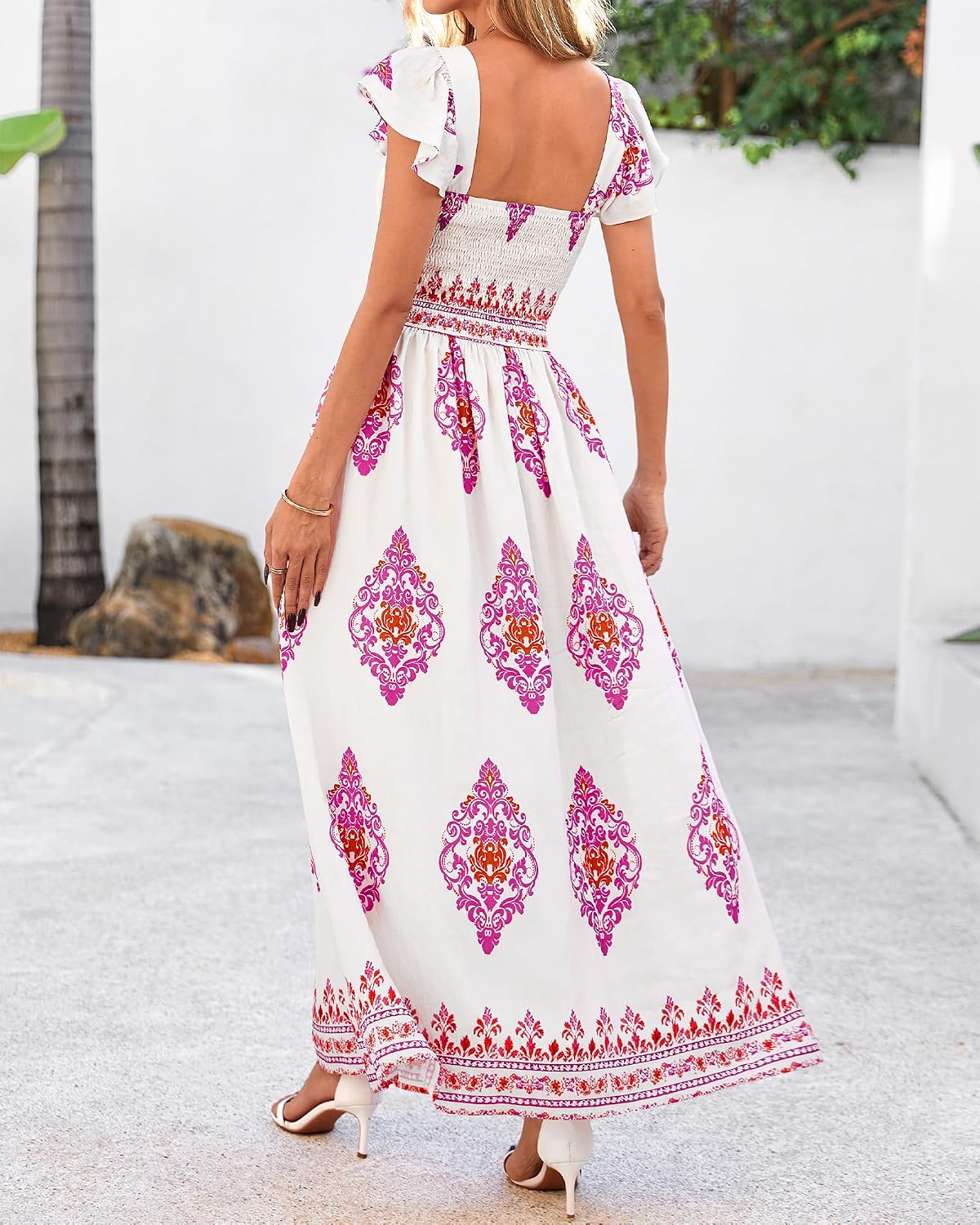 VESTIDO MAXI BOHO FLORAL BTFBM CUELLO CUADRADO SIN MANGAS - 3
