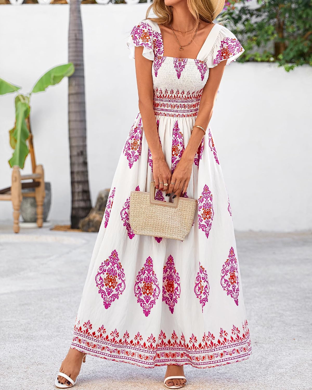 VESTIDO MAXI BOHO FLORAL BTFBM CUELLO CUADRADO SIN MANGAS - 5