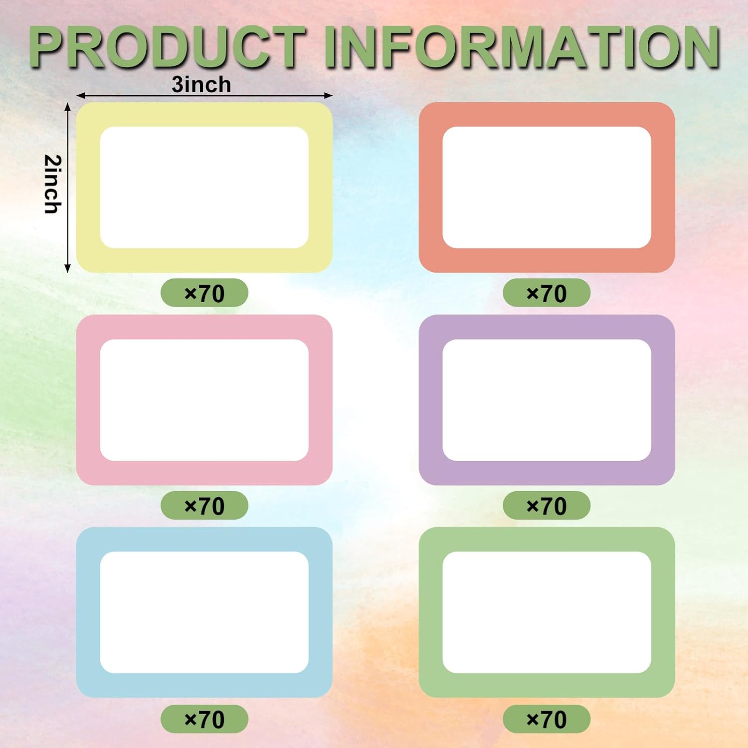 ETIQUETAS ADHESIVAS RECTANGULARES WHALINE 420 PIEZAS COLORES PASTEL 3 X 2 PULGADAS - 2