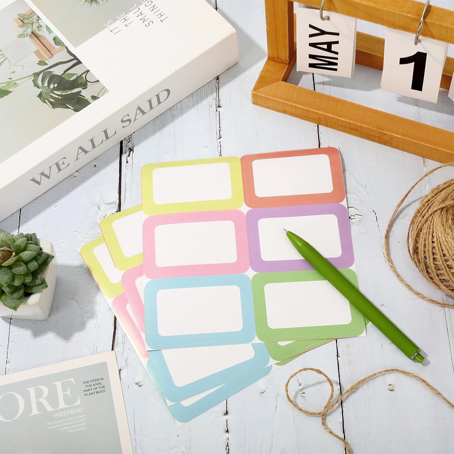 ETIQUETAS ADHESIVAS RECTANGULARES WHALINE 420 PIEZAS COLORES PASTEL 3 X 2 PULGADAS - 3