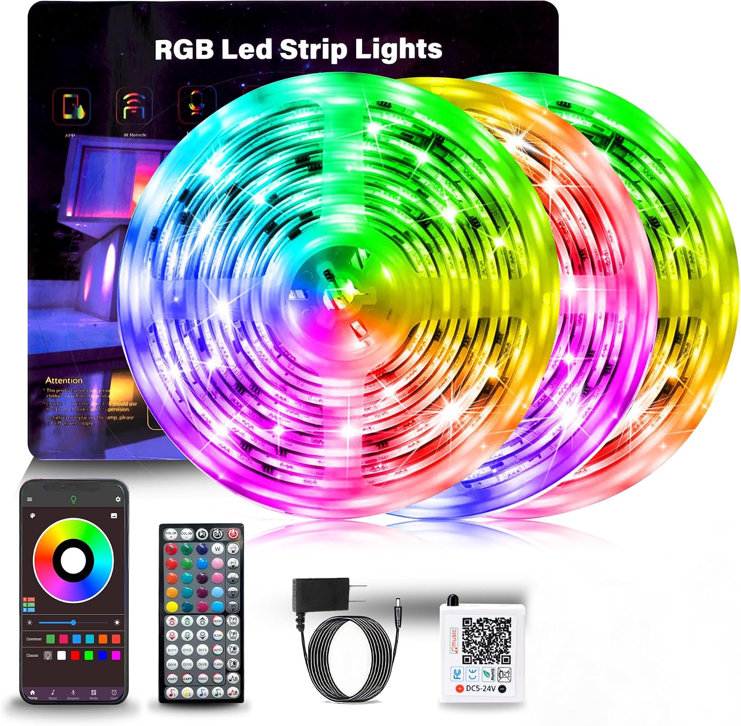 CINTA LED RGB NBBUFF 300 PIES CON CONTROL REMOTO Y APP - 1