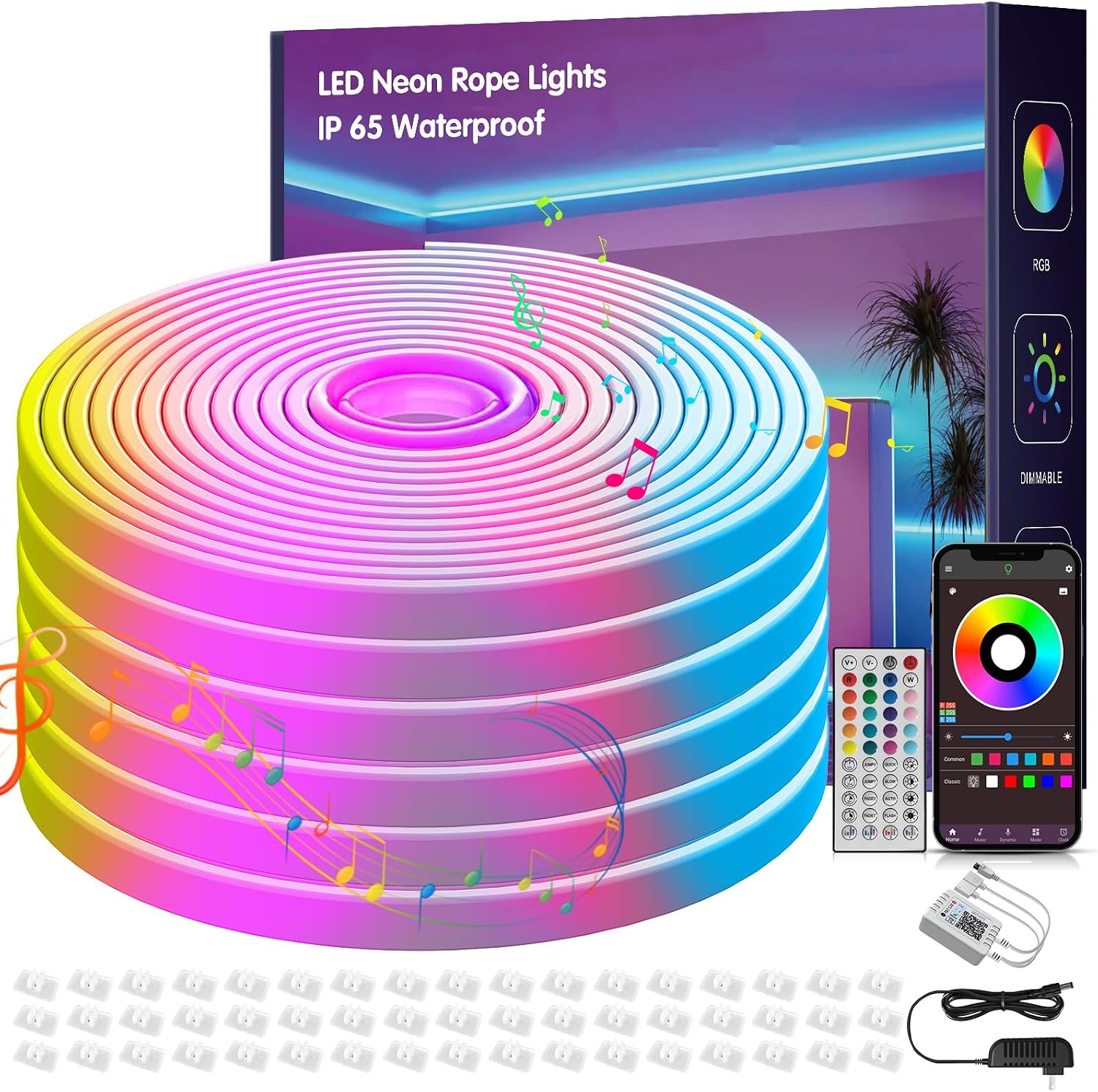 CINTA LED RGB NBBUFF 100 PIES CON CONTROL REMOTO Y APP - 1