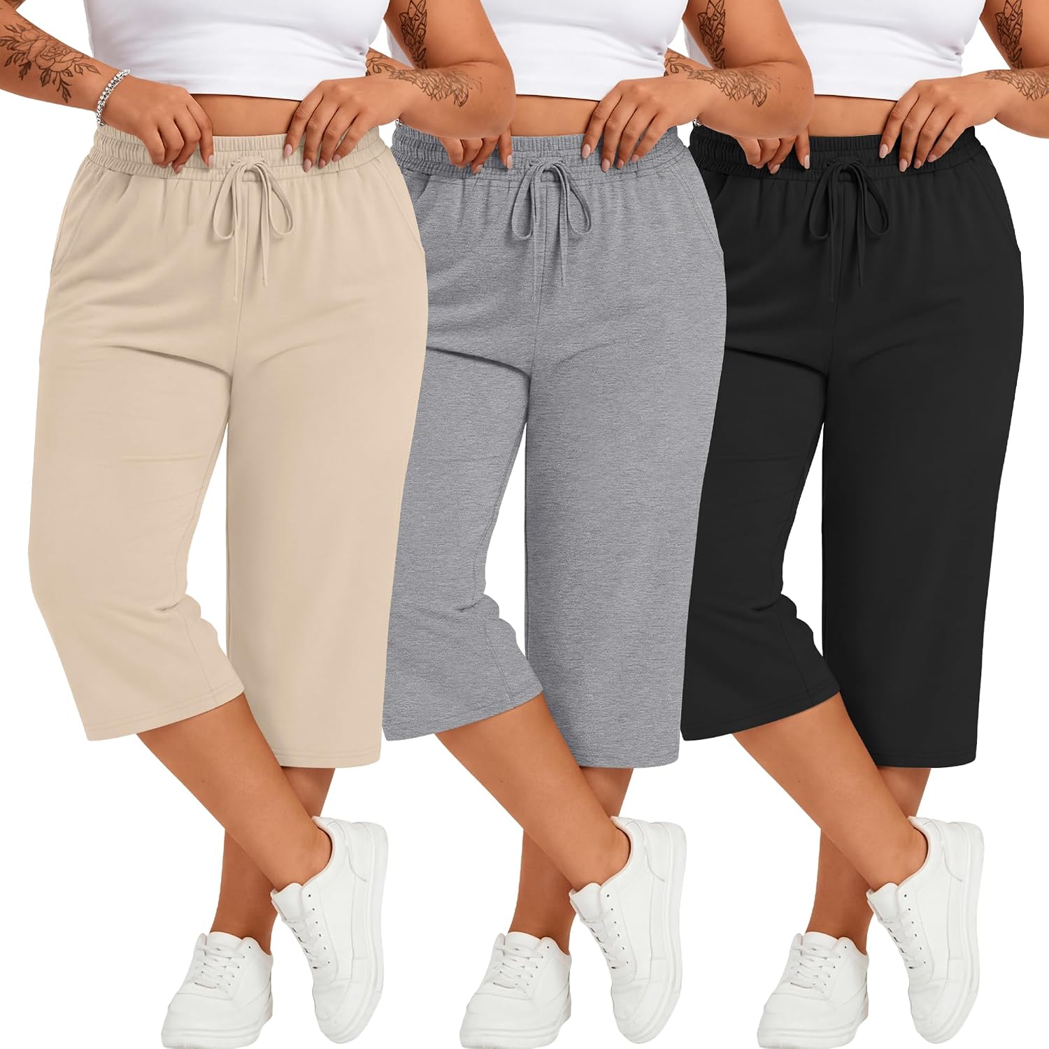 PANTALÓN CAPRI NEER TALLA GRANDE ALGODÓN PACK 3 UNIDADES - 1