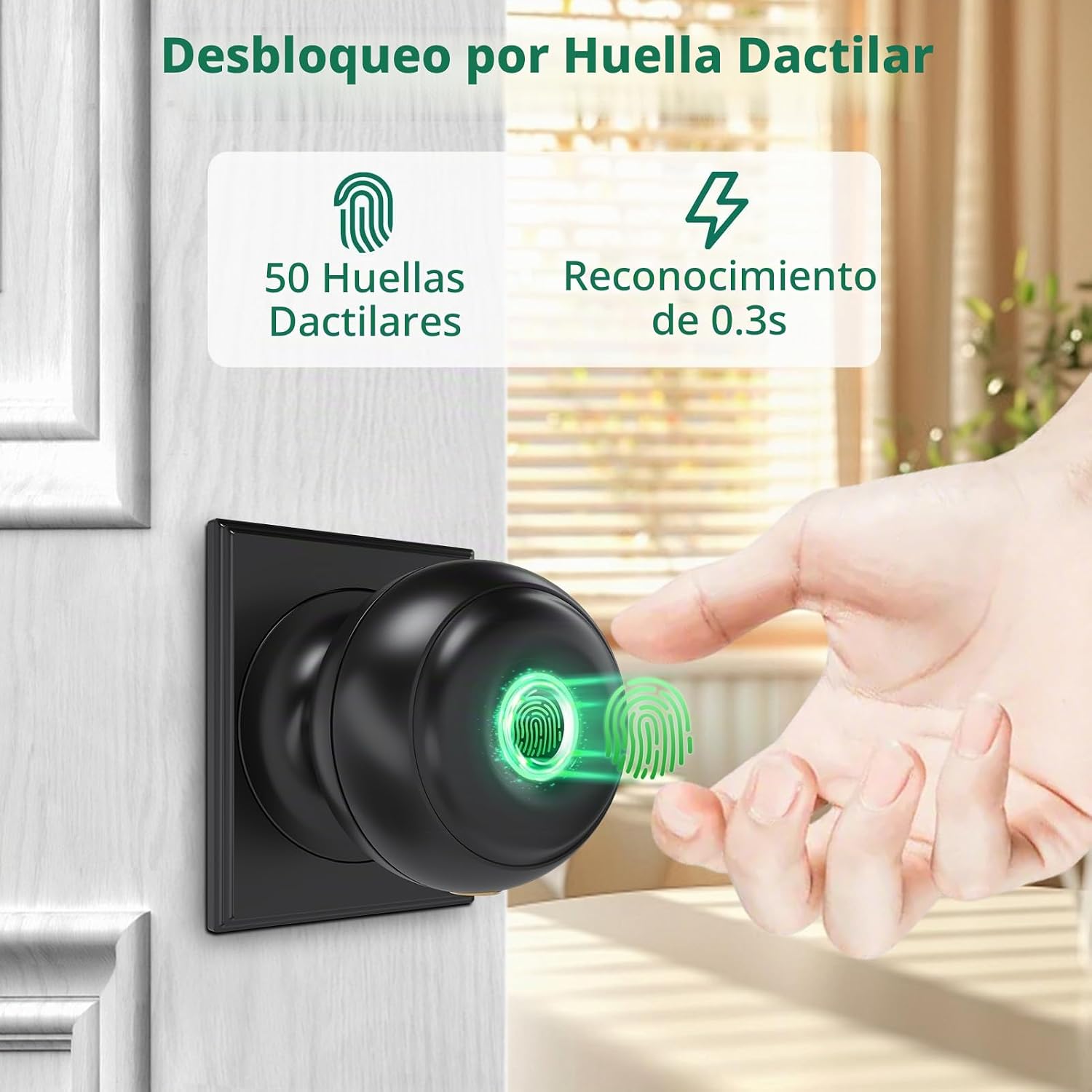 MANIJA PARA PUERTA INTELIGENTE GEEKTALE CON DESBLOQUEO POR HUELLA DACTILAR - 3