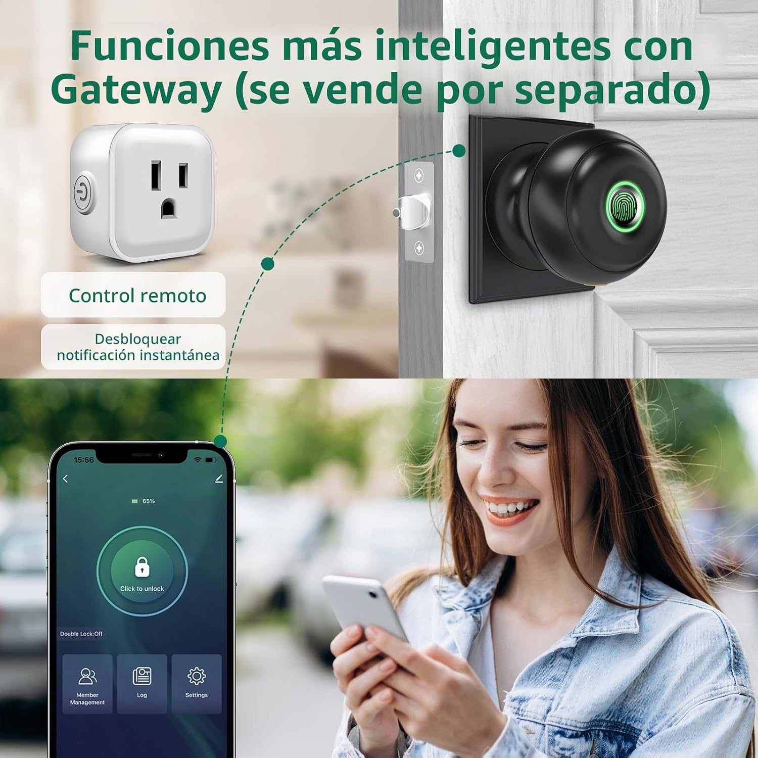 MANIJA PARA PUERTA INTELIGENTE GEEKTALE CON DESBLOQUEO POR HUELLA DACTILAR - 5