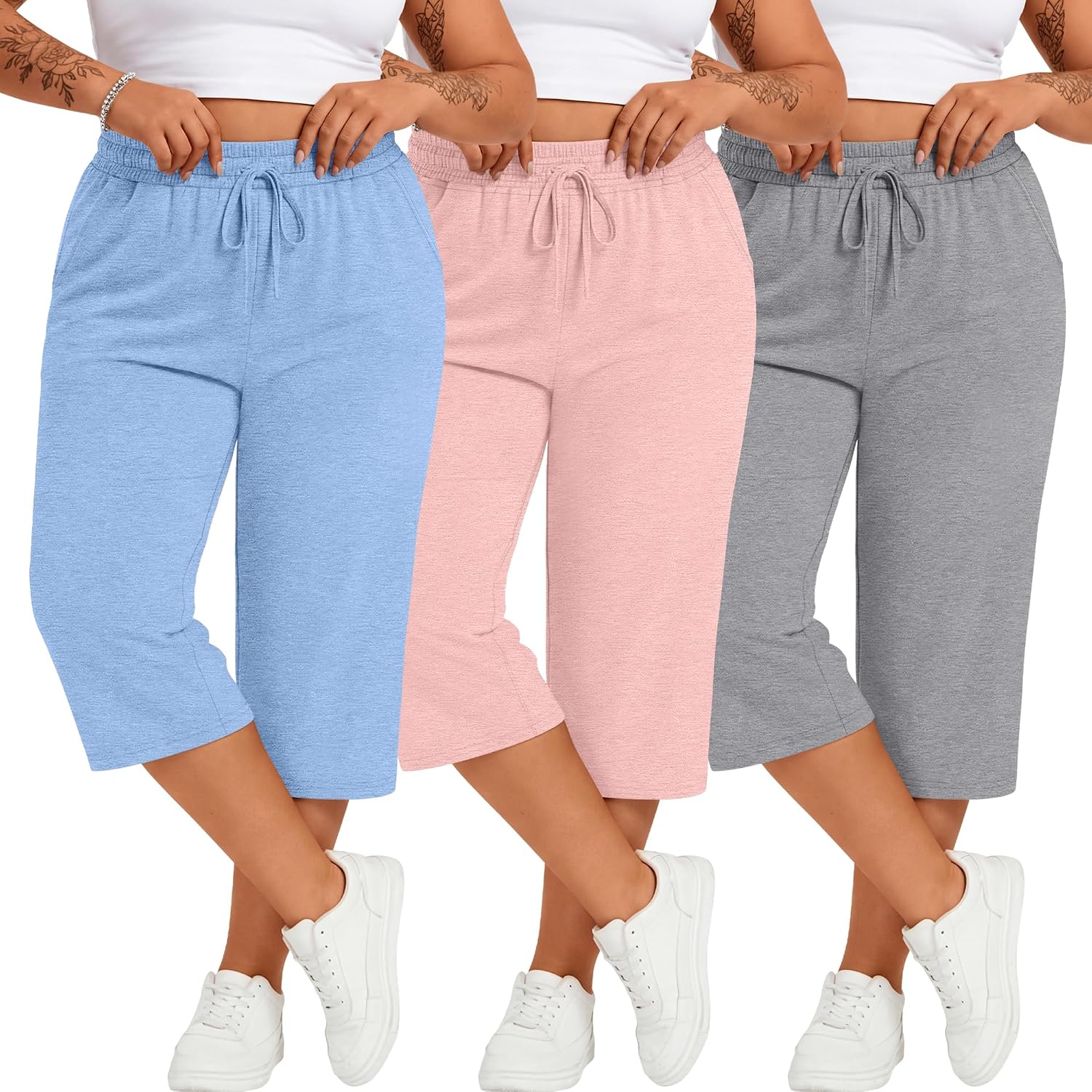 PANTALÓN CAPRI NEER TALLA GRANDE ALGODÓN PACK 3 UNIDADES - 1