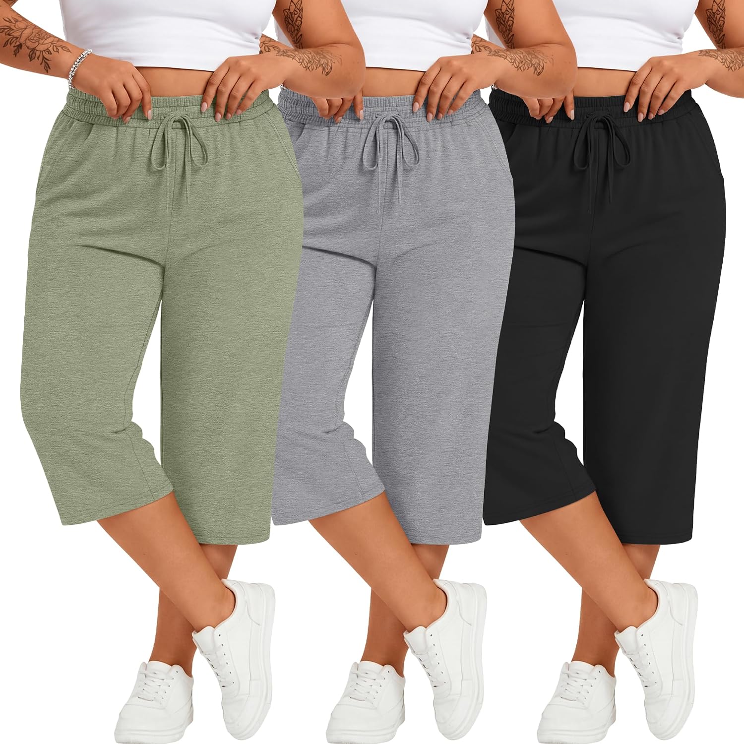 PANTALÓN CAPRI NEER TALLA GRANDE PACK 3 UNIDADES ALGODÓN - 1